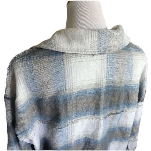 Womens Altar’d Altard State Plaid Ditressed Flannel Shirt Jacket Shacket  - Sz L - Picture 4 of 4